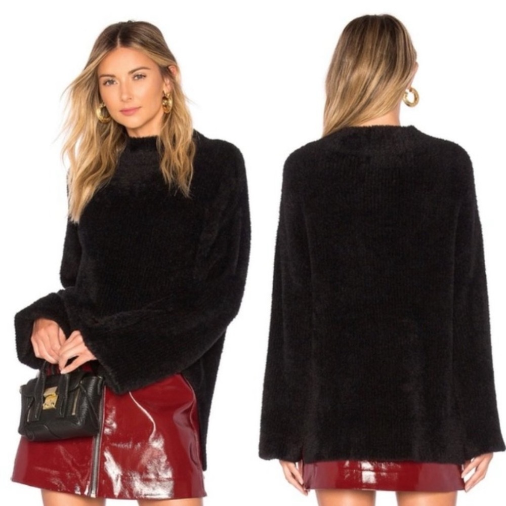 Revolve x L’Academie black fuzzy sweater